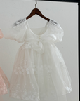 Garden Flower Dress & Hair Bow - White (Made to order) MK014