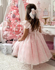Rose Garden Dress & Hair Bow - Pink ( Made to order ) MK024