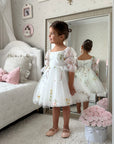 Floral White Party Dress