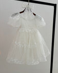 Garden Flower Dress & Hair Bow - White (Made to order) MK014
