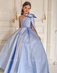 Jasmine Blue Satin Girls Special Occasion Dress (Made to order) MK004