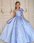 Jasmine Blue Satin Girls Special Occasion Dress (Made to order) MK004
