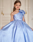 Jasmine Blue Satin Girls Special Occasion Dress (Made to order) MK004