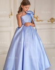 Jasmine Blue Satin Girls Special Occasion Dress (Made to order) MK004