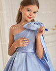 Jasmine Blue Satin Girls Special Occasion Dress (Made to order) MK004