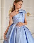 Jasmine Blue Satin Girls Special Occasion Dress (Made to order) MK004