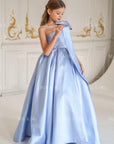 Jasmine Blue Satin Girls Special Occasion Dress (Made to order) MK004