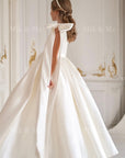 Jasmine Ivory Satin Girls Special Occasion Dress (Made to order) MK004