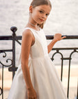 Sophia Mikado Flower Girl Dress - Knee Length (Made to order) Ivory MK007