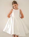 Sophia Mikado Flower Girl Dress - Knee Length (Made to order) Ivory MK007