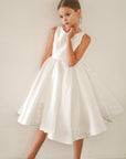 Sophia Mikado Flower Girl Dress - Knee Length (Made to order) Ivory MK007