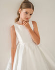 Sophia Mikado Flower Girl Dress - Knee Length (Made to order) Ivory MK007