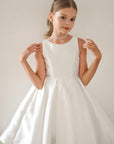 Sophia Mikado Flower Girl Dress - Knee Length (Made to order) Ivory MK007