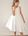 Sophia Mikado Flower Girl Dress - Knee Length (Made to order) Ivory MK007