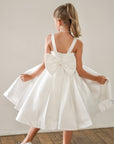 Sophia Mikado Flower Girl Dress - Knee Length (Made to order) Ivory MK007