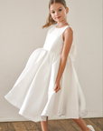 Sophia Mikado Flower Girl Dress - Knee Length (Made to order) Ivory MK007
