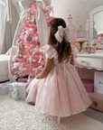 Rose Garden Dress & Hair Bow - Pink ( Made to order ) MK024