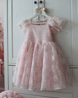 Rose Garden Dress & Hair Bow - Pink ( Made to order ) MK024