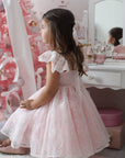 Rose Garden Dress & Hair Bow - Pink ( Made to order ) MK024