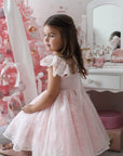 Rose Garden Dress & Hair Bow - Pink ( Made to order ) MK024