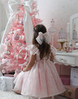 Rose Garden Dress & Hair Bow - Pink ( Made to order ) MK024