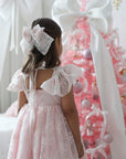 Rose Garden Dress & Hair Bow - Pink ( Made to order ) MK024