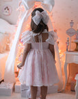Rose Garden Dress & Hair Bow - Pink ( Made to order ) MK024