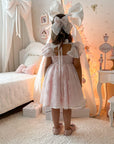 Rose Garden Dress & Hair Bow - Pink ( Made to order ) MK024