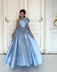 Jasmine Blue Satin Girls Special Occasion Dress (Made to order) MK004