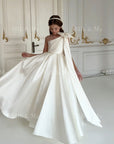 Jasmine Ivory Satin Girls Special Occasion Dress (Made to order) MK004