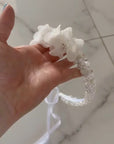 Handgefertigte Haarkrone aus Spitze und Strass