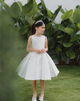 Sophia Mikado Flower Girl Dress - Knee Length (Made to order) Ivory MK007