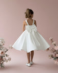 Sophia Mikado Flower Girl Dress - Knee Length (Made to order) Ivory MK007