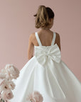 Sophia Mikado Flower Girl Dress - Knee Length (Made to order) Ivory MK007
