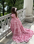 Isabella Special Occasion Dress - Full length with removable train (Hot Pink) π