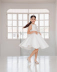 Sophia Mikado Flower Girl Dress - Knee Length (Made to order) Ivory MK007