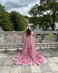 Isabella Special Occasion Dress - Full length with removable train (Hot Pink) π