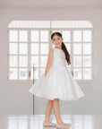 Sophia Mikado Flower Girl Dress - Knee Length (Made to order) Ivory MK007