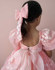 Gartenblumenkleid und Haarschleife – Rosa (Auf Bestellung gefertigt)