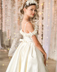 Celeste Rose Satin Dress - Ivory (Made to order)