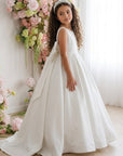 Sophia Mikado Blumenmädchenkleid (Auf Bestellung) Elfenbein
