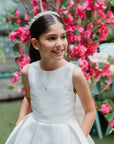 Sophia Mikado Flower Girl Dress - Knee Length (Made to order) Ivory MK007