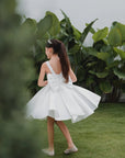 Sophia Mikado Flower Girl Dress - Knee Length (Made to order) Ivory MK007