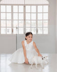 Sophia Mikado Flower Girl Dress - Knee Length (Made to order) Ivory MK007
