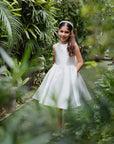 Sophia Mikado Flower Girl Dress - Knee Length (Made to order) Ivory MK007