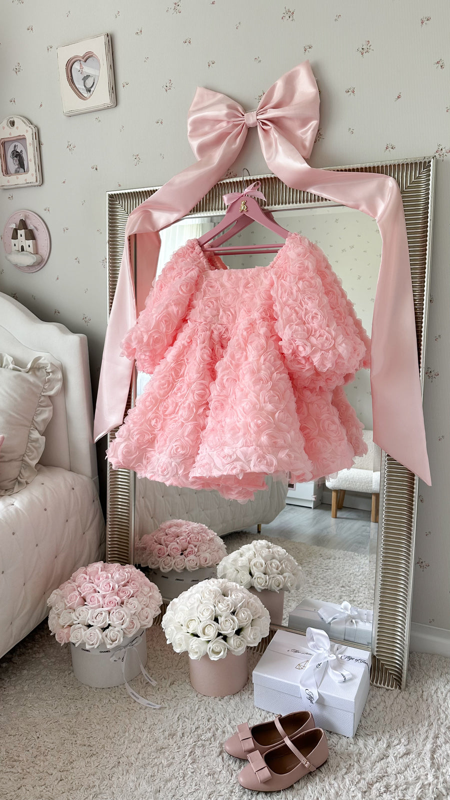 Rose Dress & Hair Bow - MIK & Me Exclusive (Made to order) 🩷