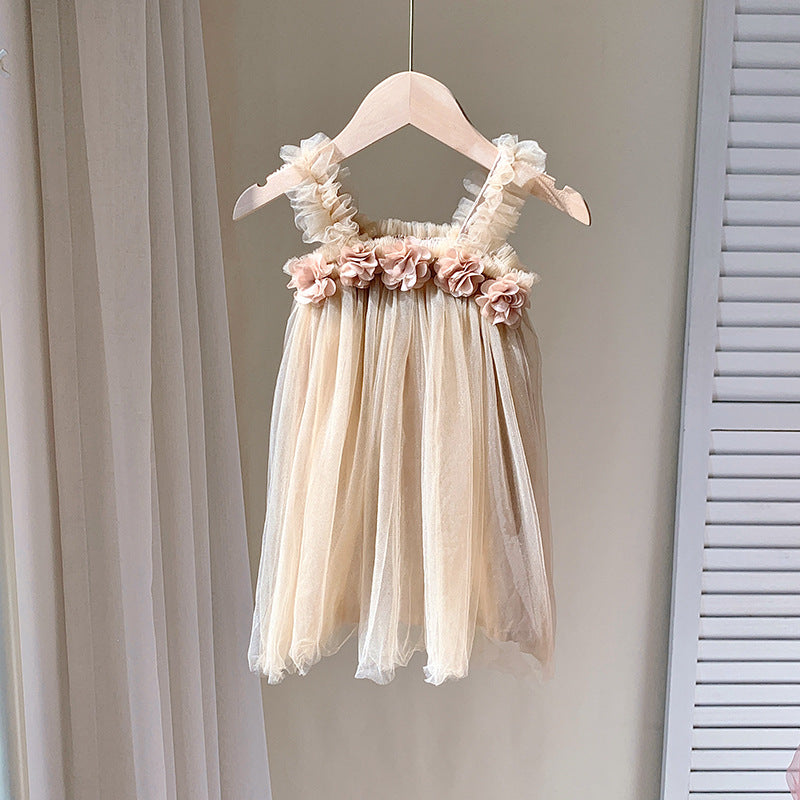 Sweet Rose Tutu Dress - Beige