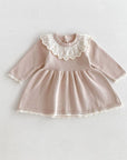 Girls Lace Neckline Knit Dress