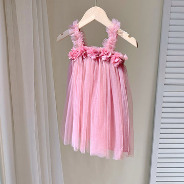 Sweet Rose Tutu Dress - Dark Pink