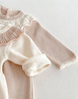 Girls Lace Neckline Knit Dress